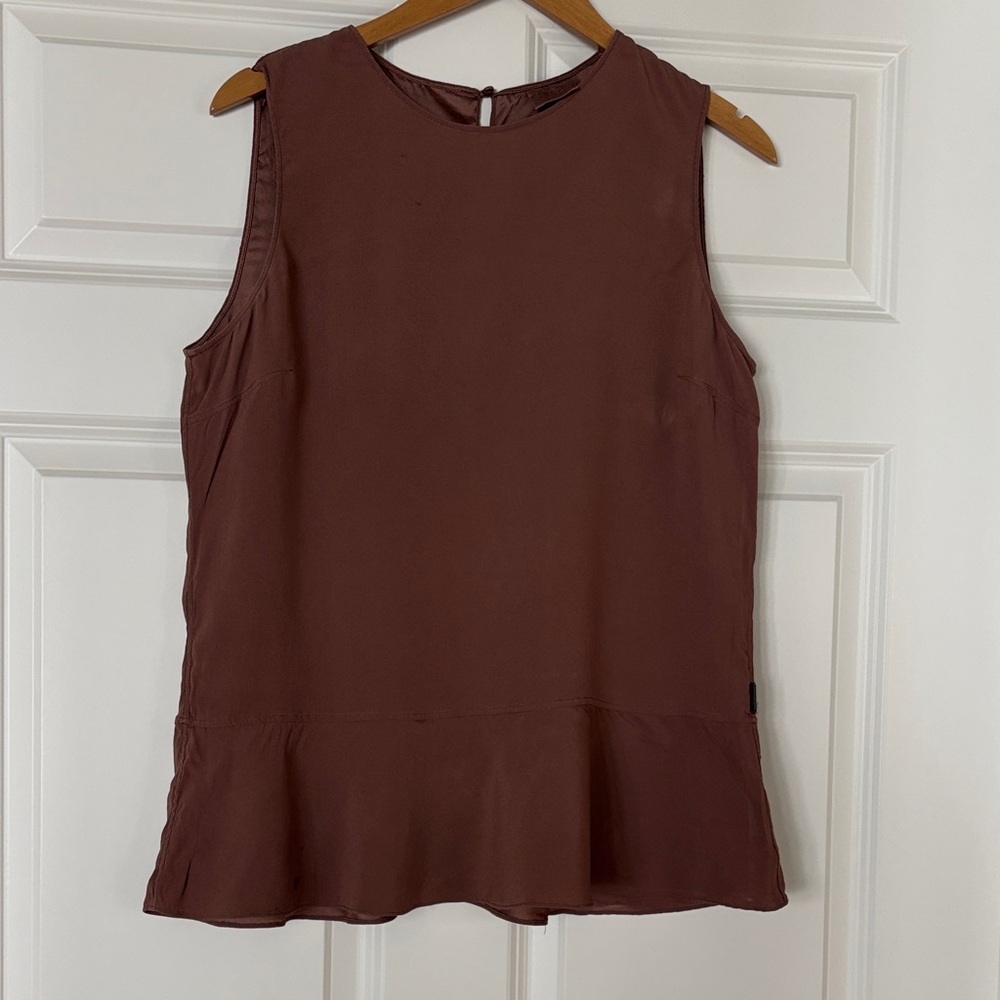 Brunello Cucinelli Sleeveless Chocolate Silk Blouse